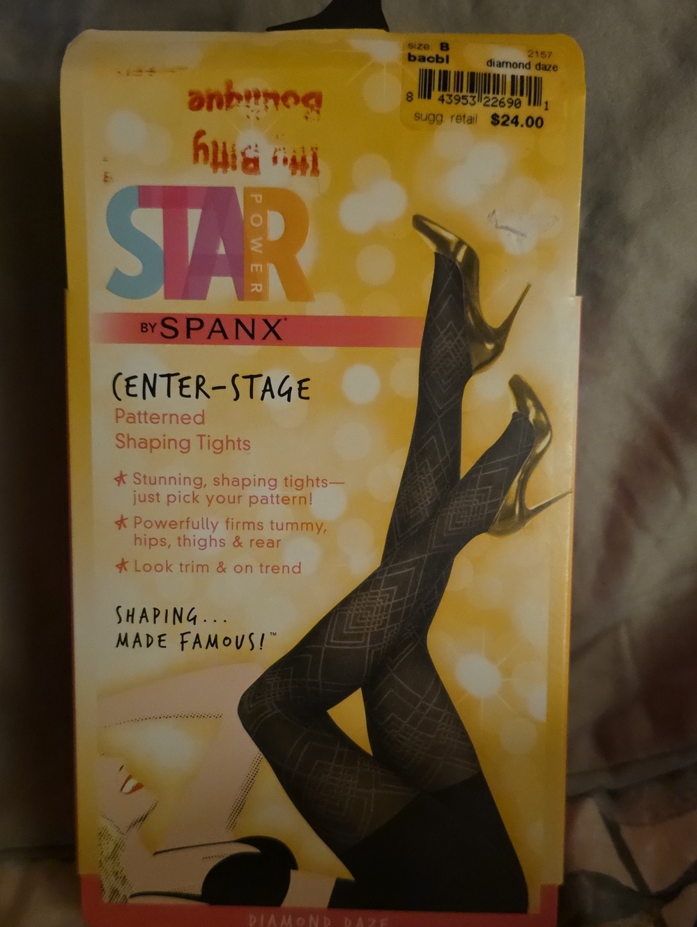 SPANX Black Patterned Shaping Tights - Diamond Daze